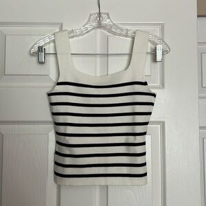 SHEIN White Black Striped Knit Top S